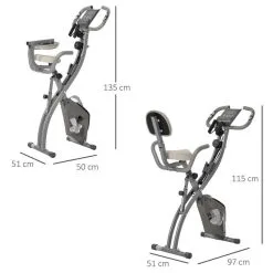 Bicicleta Estática Plegable HOMCOM Acero ABS PVC 97x51x115cm Gris -Musculación bicicleta estatica plegable homcom acero abs pvc 97x51x115cm gris 2