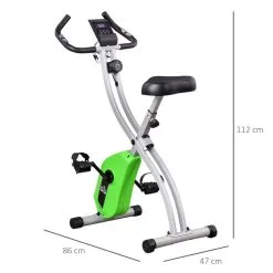 Bicicleta Estática Plegable Y Ajustable HOMCOM 86x47x112 Cm Verde -Musculación bicicleta estatica plegable y ajustable homcom 86x47x112 cm verde 2