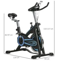 Bicicleta Estática Resistencia Ajustables SPORTNOW 114x59x117 Cm Negro -Musculación bicicleta estatica resistencia ajustables sportnow 114x59x117 cm negro 2