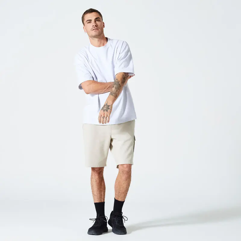 Domyos Camiseta Fitness Loose 520 Hombre Gris Claro 4 Domyos Camiseta Fitness Loose 520 Hombre Gris Claro - Imagen 2