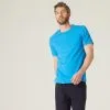 Camiseta Fitness Manga Corta Algodón Extensible Hombre Domyos Azul -Musculación camiseta fitness manga corta algodon extensible hombre domyos azul
