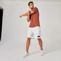 Domyos Camiseta Fitness Manga Corta Algodón Extensible Slim Hombre Sepia 12 Domyos Camiseta Fitness Manga Corta Algodón Extensible Slim Hombre Sepia -Musculación camiseta fitness manga corta algodon extensible slim hombre sepia 4