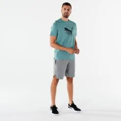 Camiseta Fitness Puma Hombre Verde Manga Corta Algodón