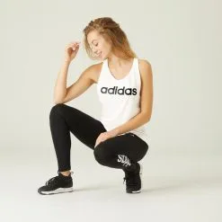 Camiseta Fitness Sin Mangas 100% Algodón Mujer Adidas Linear Blanco 9 Camiseta Fitness Sin Mangas 100% Algodón Mujer Adidas Linear Blanco -Musculación camiseta fitness sin mangas 100 algodon mujer adidas linear blanco 2