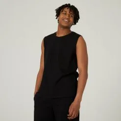 Domyos Camiseta Sin Mangas Fitness 500 Hombre Gris Extensible -Musculación camiseta fitness sin mangas tirantes cuello redondo algodon domyos 500 negro