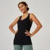 Camiseta Fitness Tirantes 500 Mujer Domyos Negro 2 Camiseta Fitness Tirantes 500 Mujer Domyos Negro -Musculación camiseta fitness tirantes 500 mujer domyos negro
