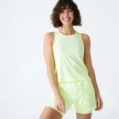 Camiseta Fitness Sin Mangas Tirantes Holgada Mujer Domyos Blanco 13 Camiseta Fitness Sin Mangas Tirantes Holgada Mujer Domyos Blanco -Musculación camiseta fitness tirantes holgada mujer domyos 520 amarillo