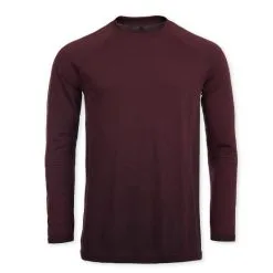 KIMJALY Camiseta Hombre Burdeos Sin Costuras Manga Larga -Musculación camiseta hombre burdeos sin costuras manga larga 4