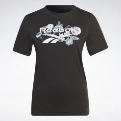 Camiseta Manga Corta Mujer Reebok Identity Floral Negro 8 Camiseta Manga Corta Mujer Reebok Identity Floral Negro -Musculación camiseta manga corta mujer reebok identity floral negro 1