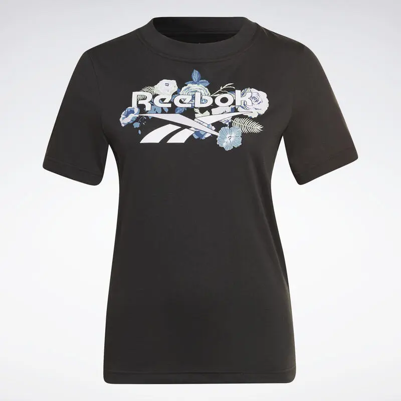 Camiseta Manga Corta Mujer Reebok Identity Floral Negro 4 Camiseta Manga Corta Mujer Reebok Identity Floral Negro - Imagen 2