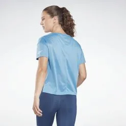 Camiseta Manga Corta Mujer Reebok Logo Azul -Musculación camiseta manga corta mujer reebok logo azul 3
