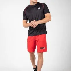 Camiseta Musculación Manga Corta Hombre GORILLA WEAR Performance Negro Rojo -Musculación camiseta musculacion manga corta hombre gorilla wear performance negro rojo 2