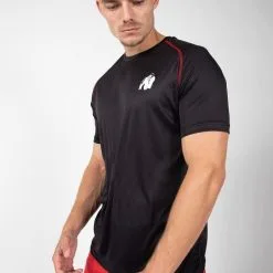 Camiseta Musculación Manga Corta Hombre GORILLA WEAR Performance Negro Rojo -Musculación camiseta musculacion manga corta hombre gorilla wear performance negro rojo 3