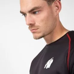 Camiseta Musculación Manga Corta Hombre GORILLA WEAR Performance Negro Rojo -Musculación camiseta musculacion manga corta hombre gorilla wear performance negro rojo 4