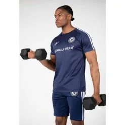 Camiseta Musculación Manga Corta Poliéster Hombre GORILLA WEAR Stratford Azul -Musculación camiseta musculacion manga corta poliester hombre gorilla wear stratford azul 3