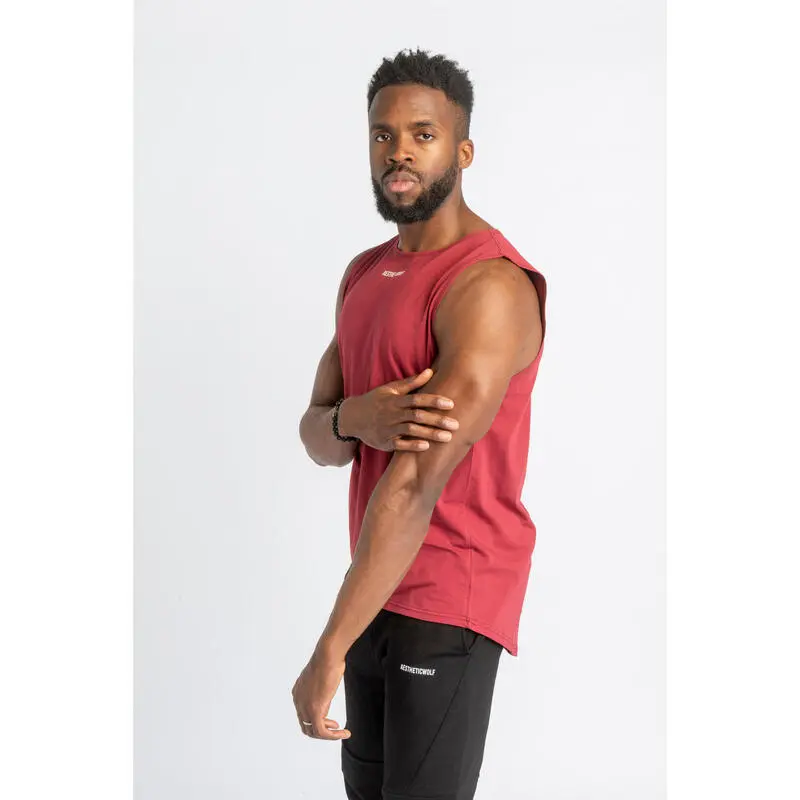 AESTHETIC WOLF Core Scoop Camiseta Sin Mangas - Fitness - Hombre - Roja 4 AESTHETIC WOLF Core Scoop Camiseta Sin Mangas - Fitness - Hombre - Roja - Imagen 2
