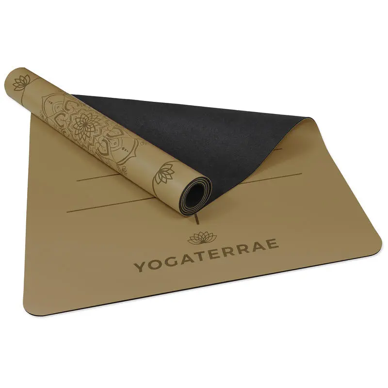 YOGATERRAE Esterilla Yoga Bronce Oliva En PU Y Caucho Natural Con MANDALA + LINEA DE CUERPO 6 YOGATERRAE Esterilla Yoga Bronce Oliva En PU Y Caucho Natural Con MANDALA + LINEA DE CUERPO - Imagen 4
