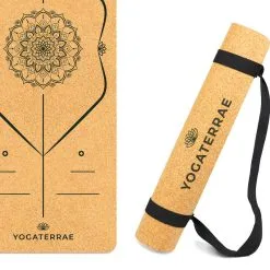 YOGATERRAE Esterilla Yoga De Corcho Y Caucho Natural + Correa + Bolsa De Transporte -Musculación esterilla yoga de corcho y caucho natural correa bolsa de transporte 2