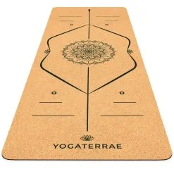 YOGATERRAE Esterilla Yoga De Corcho Y Caucho Natural + Correa De Transporte Y Estiramiento