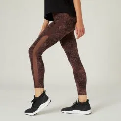Leggings Mallas Fitness 7/8 Mujer Domyos Marrón