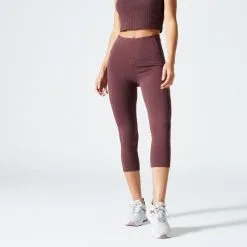 Domyos Mallas 7/8 Fitness 520 Mujer Marrón Caoba