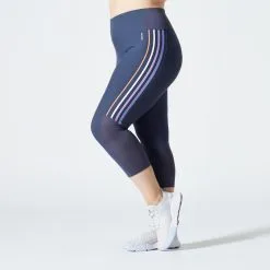 Domyos Mallas Pirata Fitness Cardio Mujer Gris Talle Alto