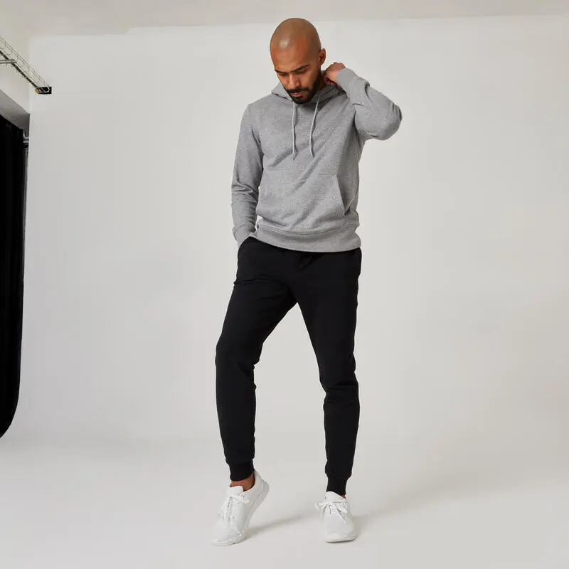 Pantalón Chándal Fitness Algodón Ajustado Hombre Domyos 500+ Negro 5 Pantalón Chándal Fitness Algodón Ajustado Hombre Domyos 500+ Negro - Imagen 3