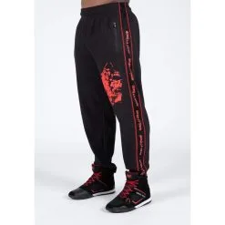 Pantalón Chándal Fitness Largo Hombre GORILLA WEAR Buffalo Negro Rojo