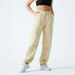Domyos Pantalón Jogger Fitness 520 Mujer Beis Holgado