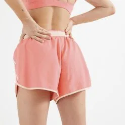 Domyos Short Pantalón Corto Fitness Amplio Mujer Rosa Pálido -Musculación short pantalon corto fitness amplio mujer rosa palido 2