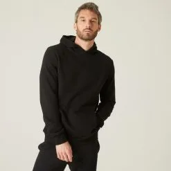 Sudadera Chaqueta Fitness Con Capucha Hombre Domyos 100 Negro