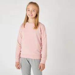 Domyos Sudadera Cuello Redondo Niños French Terry Algodón - Básica Rosa