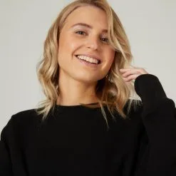 Sudadera Fitness Crop Top Domyos 520 Mujer Negro -Musculación sudadera fitness crop top domyos 520 mujer negro 4