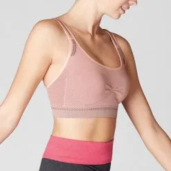 Musculación 30 KIMJALY Top Sujetador Deportivo Mujer Comfort Yoga Relleno Extraible Rosa Pastel