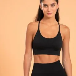 KIMJALY Top-Sujetador Yoga Premium Negro Sin Costuras